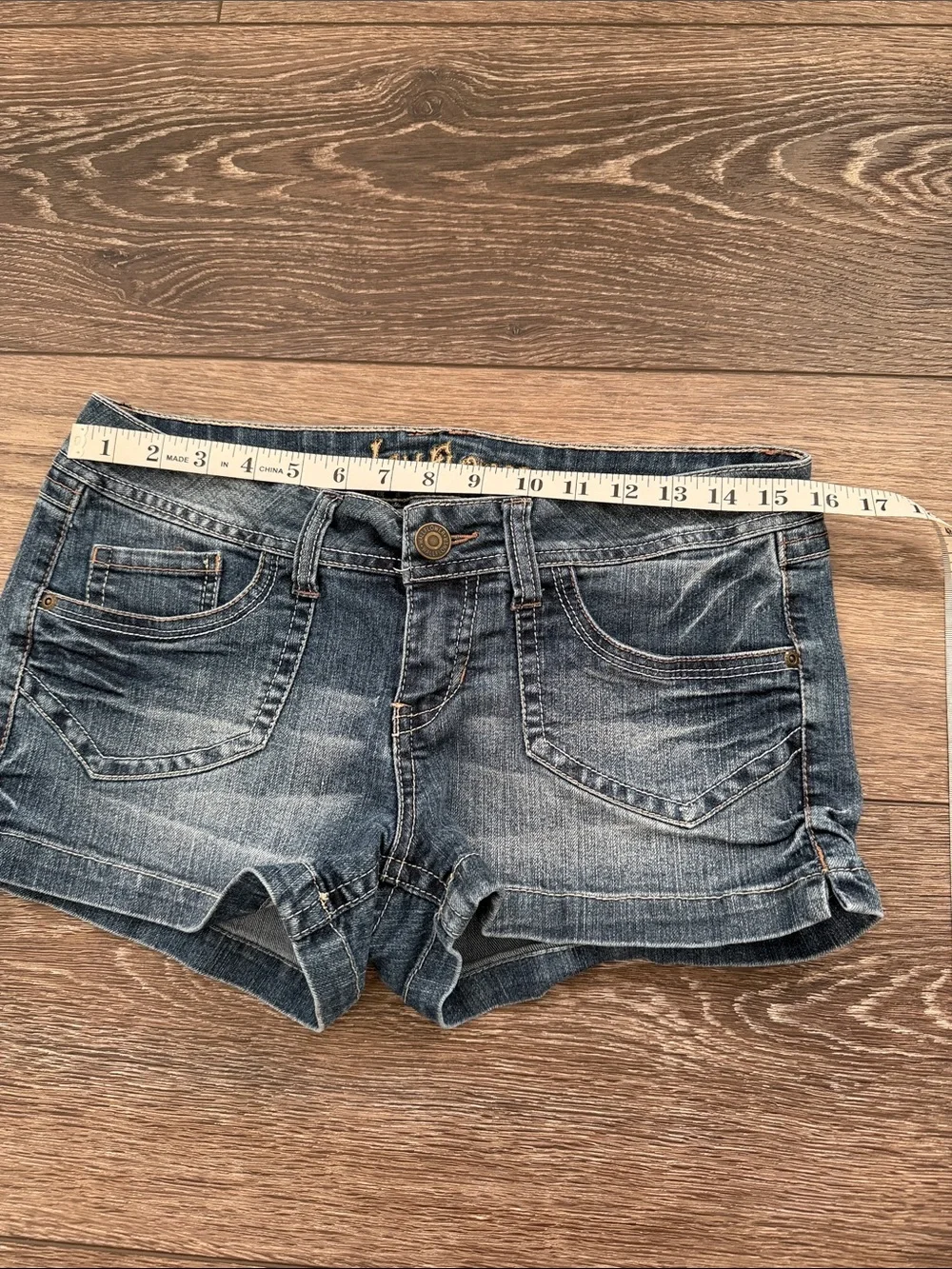 Wallflower Distressed Blue Denim Short Shorts